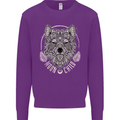 Mandala Wolf Kids Sweatshirt Jumper Purple