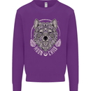 Mandala Wolf Kids Sweatshirt Jumper Purple