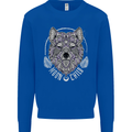 Mandala Wolf Kids Sweatshirt Jumper Royal Blue