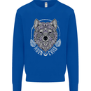 Mandala Wolf Kids Sweatshirt Jumper Royal Blue