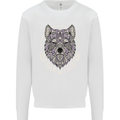 Mandala Wolf Kids Sweatshirt Jumper White