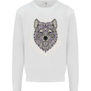Mandala Wolf Kids Sweatshirt Jumper White