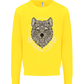 Mandala Wolf Kids Sweatshirt Jumper Yellow