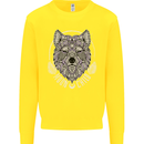 Mandala Wolf Kids Sweatshirt Jumper Yellow