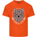 Mandala Wolf Kids T-Shirt Childrens Orange