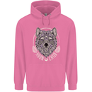 Mandala Wolf Mens 80% Cotton Hoodie Azelea