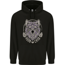 Mandala Wolf Mens 80% Cotton Hoodie Black