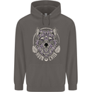 Mandala Wolf Mens 80% Cotton Hoodie Charcoal