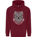 Mandala Wolf Mens 80% Cotton Hoodie Maroon