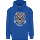 Mandala Wolf Mens 80% Cotton Hoodie Royal Blue