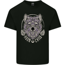 Mandala Wolf Mens Cotton T-Shirt Tee Top Black