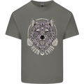Mandala Wolf Mens Cotton T-Shirt Tee Top Charcoal