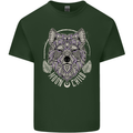 Mandala Wolf Mens Cotton T-Shirt Tee Top Forest Green