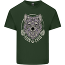 Mandala Wolf Mens Cotton T-Shirt Tee Top Forest Green