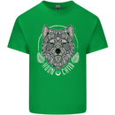 Mandala Wolf Mens Cotton T-Shirt Tee Top Irish Green