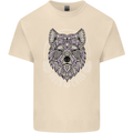 Mandala Wolf Mens Cotton T-Shirt Tee Top Natural