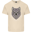 Mandala Wolf Mens Cotton T-Shirt Tee Top Natural