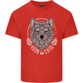 Mandala Wolf Mens Cotton T-Shirt Tee Top Red