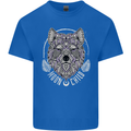 Mandala Wolf Mens Cotton T-Shirt Tee Top Royal Blue