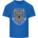 Mandala Wolf Mens Cotton T-Shirt Tee Top Royal Blue