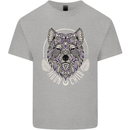 Mandala Wolf Mens Cotton T-Shirt Tee Top Sports Grey