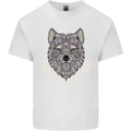 Mandala Wolf Mens Cotton T-Shirt Tee Top White