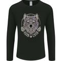 Mandala Wolf Mens Long Sleeve T-Shirt Black