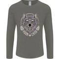 Mandala Wolf Mens Long Sleeve T-Shirt Charcoal