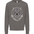 Mandala Wolf Mens Sweatshirt Jumper Charcoal