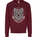 Mandala Wolf Mens Sweatshirt Jumper Maroon