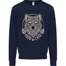 Mandala Wolf Mens Sweatshirt Jumper Navy Blue