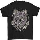 Mandala Wolf Mens T-Shirt 100% Cotton Black