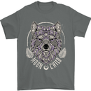 Mandala Wolf Mens T-Shirt 100% Cotton Charcoal