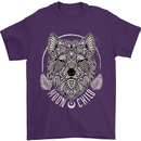 Mandala Wolf Mens T-Shirt 100% Cotton Purple