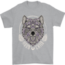 Mandala Wolf Mens T-Shirt 100% Cotton Sports Grey