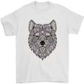 Mandala Wolf Mens T-Shirt 100% Cotton White