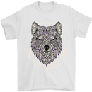 Mandala Wolf Mens T-Shirt 100% Cotton White