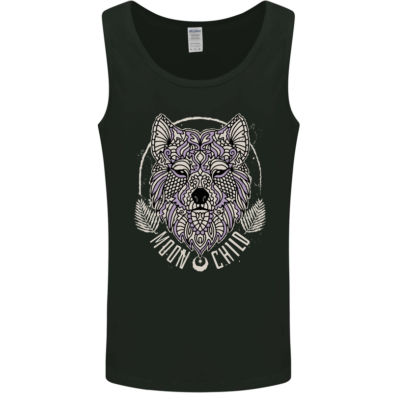 Mandala Wolf Mens Vest Tank Top Black