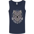 Mandala Wolf Mens Vest Tank Top Navy Blue