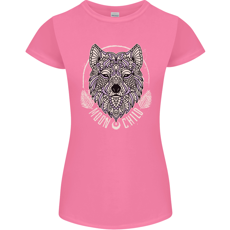 Mandala Wolf Womens Petite Cut T-Shirt Azalea