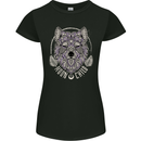 Mandala Wolf Womens Petite Cut T-Shirt Black