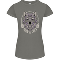 Mandala Wolf Womens Petite Cut T-Shirt Charcoal