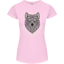 Mandala Wolf Womens Petite Cut T-Shirt Light Pink