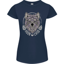 Mandala Wolf Womens Petite Cut T-Shirt Navy Blue