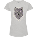 Mandala Wolf Womens Petite Cut T-Shirt Sports Grey