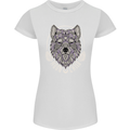 Mandala Wolf Womens Petite Cut T-Shirt White