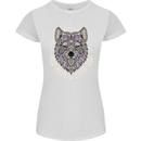Mandala Wolf Womens Petite Cut T-Shirt White