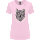 Mandala Wolf Womens Wider Cut T-Shirt Light Pink