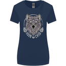Mandala Wolf Womens Wider Cut T-Shirt Navy Blue