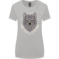 Mandala Wolf Womens Wider Cut T-Shirt Sports Grey